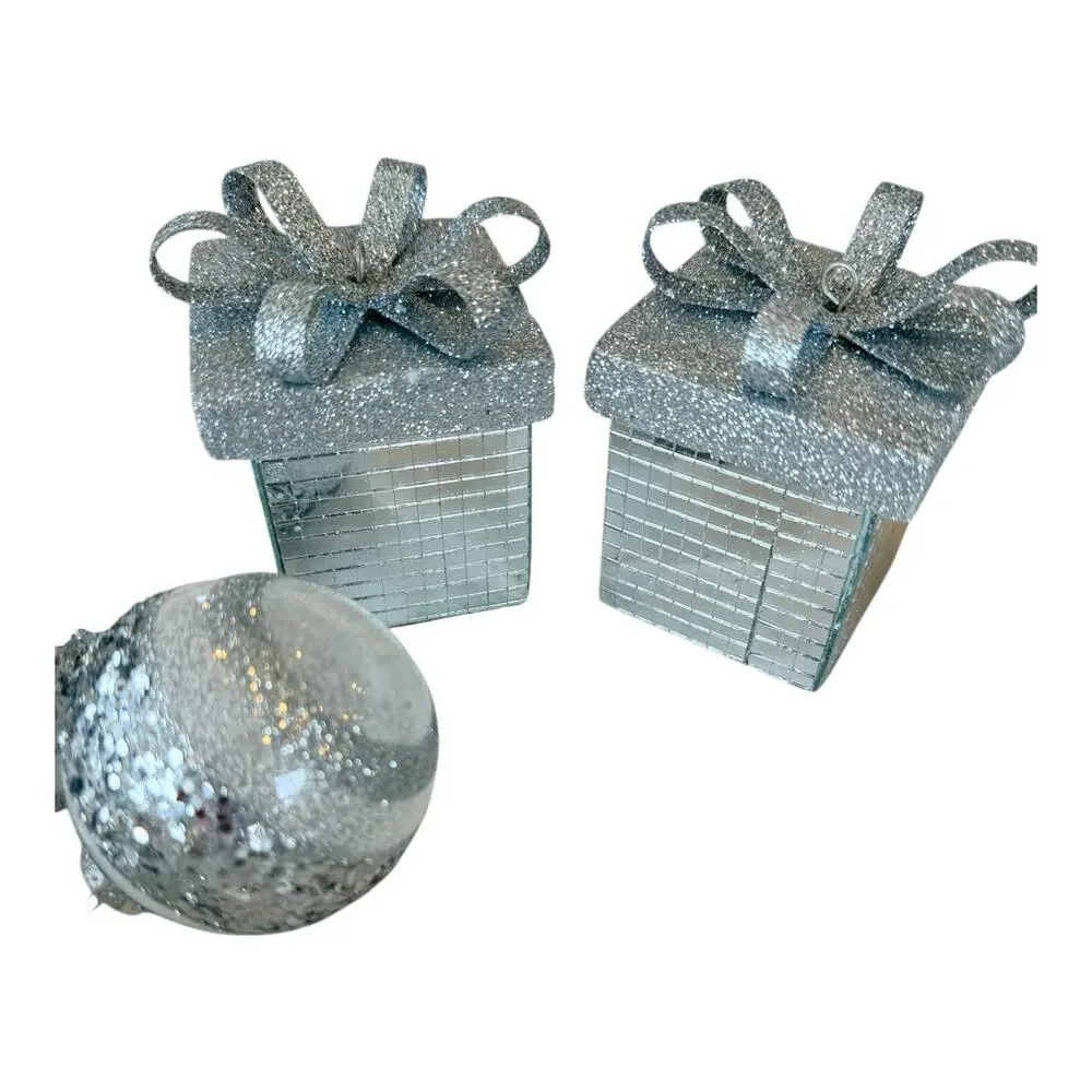 28- Silver Assorted Shatterproof Ornaments 1.5